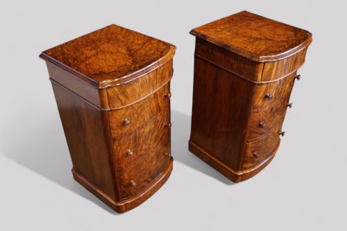 fig 2. Pair of Victorian burr walnut bedside chests