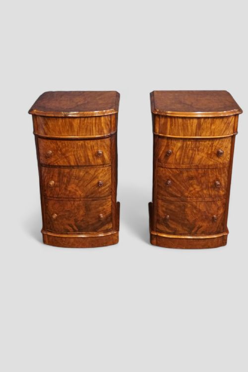fig 5. Pair of Victorian burr walnut bedside chests