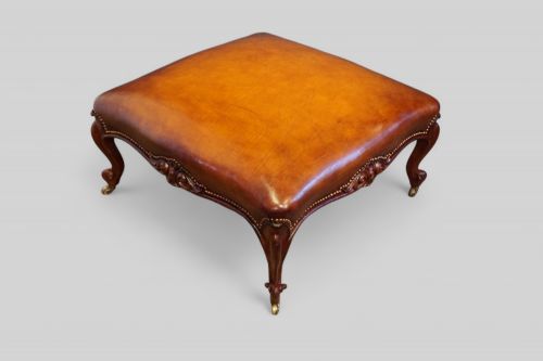 Large Victorian Leather Stool