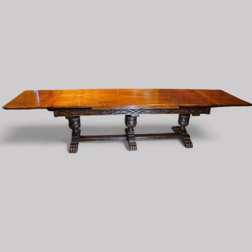 fig 6. 16 seat oak refectory draw leaf dining table
