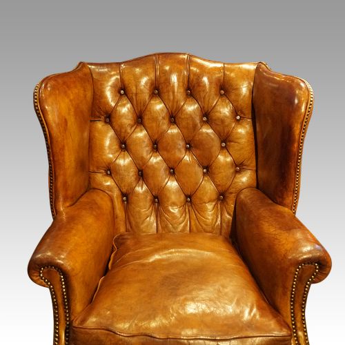 fig 3. George VI leather button back wingchair