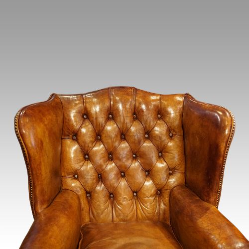 fig 4. George VI leather button back wingchair