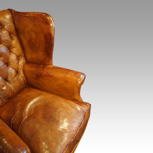 fig 6. George VI leather button back wingchair