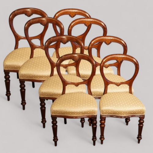 Set of 8 Victorian Balloon Back Dining Chairs