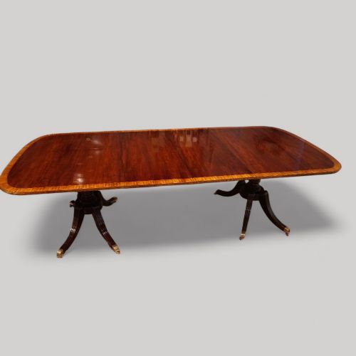 Sheraton Style Mahogany Twin Pillar Dining Table