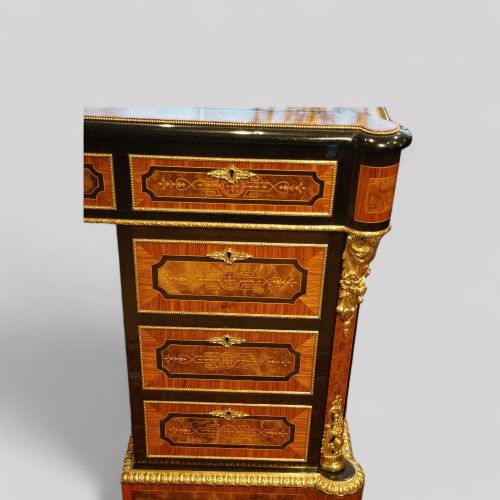 fig 7. Antique Burr Walnut Ormolu mounted Pedestal Desk