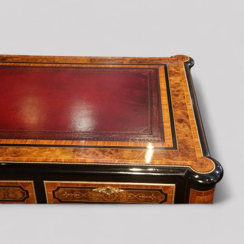 fig 9. Antique Burr Walnut Ormolu mounted Pedestal Desk