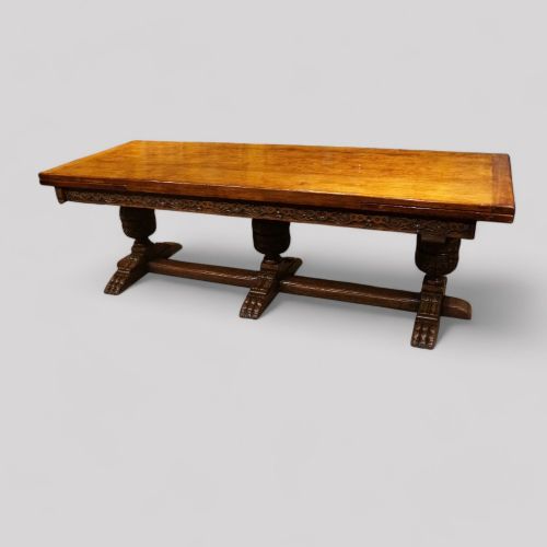 fig 1. Large oak refectory extending dining table