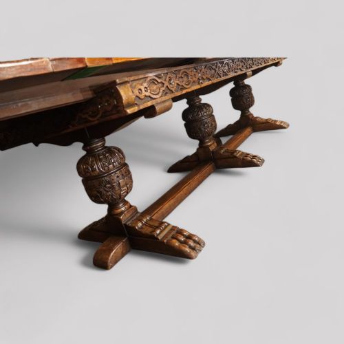 fig 3. Large oak refectory extending dining table