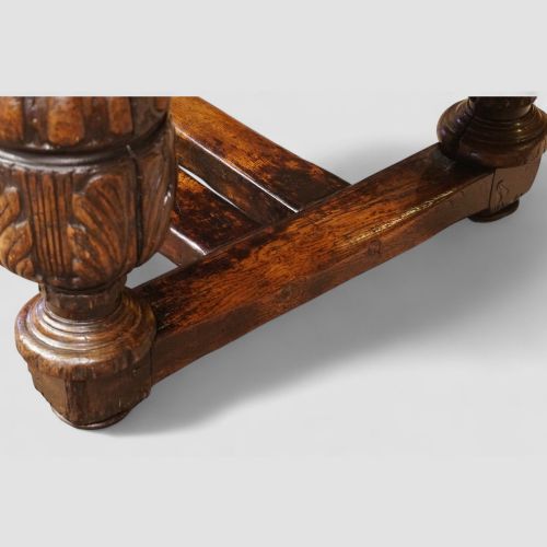 fig 4. Antique large oak draw leaf dining table