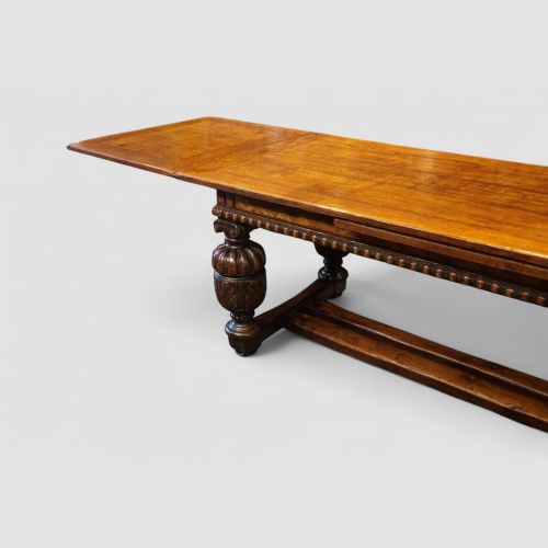fig 6. Antique large oak draw leaf dining table