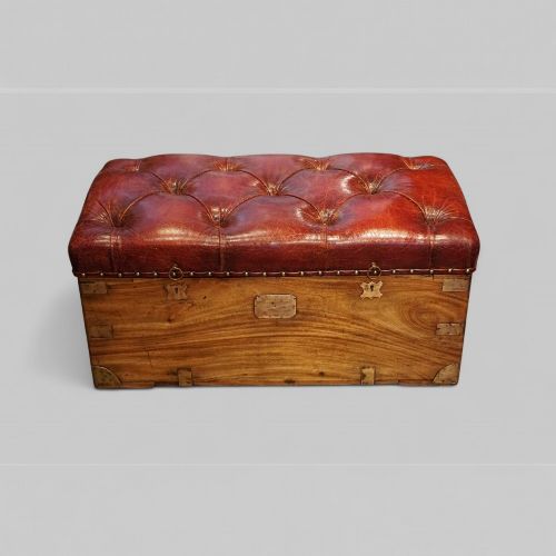 Victorian Camphorwood Brass-bound Ottoman