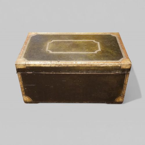 fig 5. Regency green leather brass studded trunk
