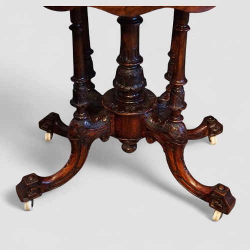 fig 1. Antique Victorian Inlaid Walnut Demi Lune Card Table