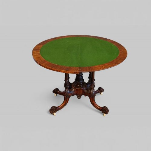 fig 7. Antique Victorian Inlaid Walnut Demi Lune Card Table