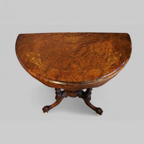 fig 8. Antique Victorian Inlaid Walnut Demi Lune Card Table