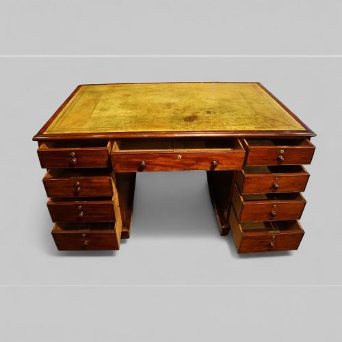 fig 4. Antique 19th Century Mahogany Partners Desk