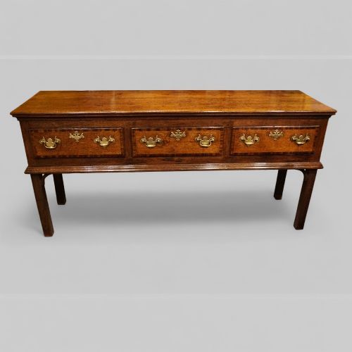 Georgian Oak Cross-banded Dresser Base, C. 18th Century