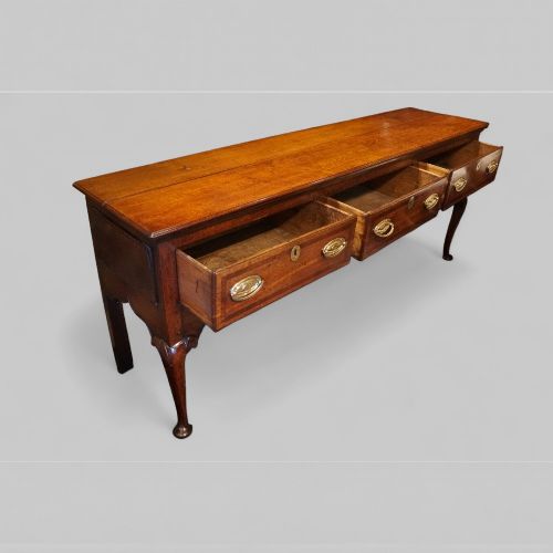 fig 6. Fine Georgian Oak Cabriole Leg Dresser Base, Circa 1800