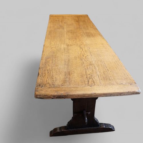 fig 2. Large Edwardian Oak Refectory Table on Slab Ends – Antique Dining Table