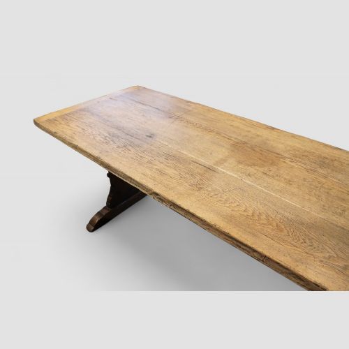 fig 3. Large Edwardian Oak Refectory Table on Slab Ends – Antique Dining Table