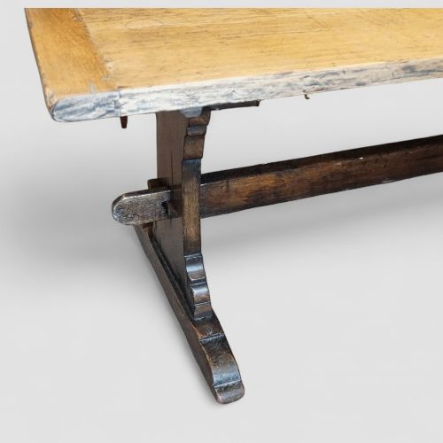 fig 4. Large Edwardian Oak Refectory Table on Slab Ends – Antique Dining Table