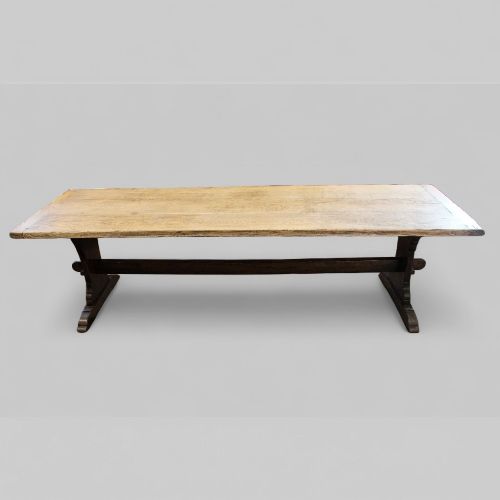 fig 5. Large Edwardian Oak Refectory Table on Slab Ends – Antique Dining Table