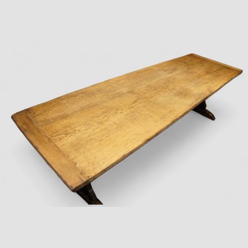 fig 7. Large Edwardian Oak Refectory Table on Slab Ends – Antique Dining Table