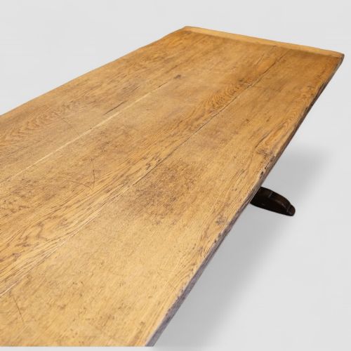 fig 9. Large Edwardian Oak Refectory Table on Slab Ends – Antique Dining Table