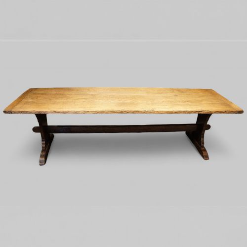 fig 10. Large Edwardian Oak Refectory Table on Slab Ends – Antique Dining Table