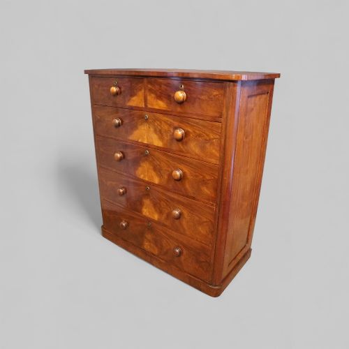fig 1. Victorian Mahogany Chest of Drawers | Antique Flame Veneer