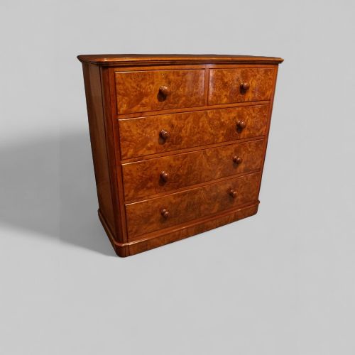 fig 1. Victorian Burr Walnut Chest of Drawers