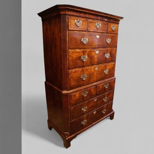fig 1. Fine George I Walnut Chest on Chest, Early 18th Century
