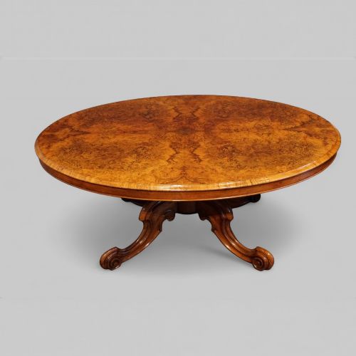 Victorian Burr Walnut Oval Coffee Table