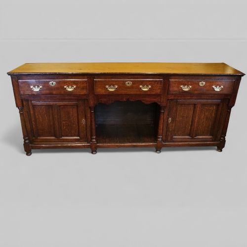 fig 9. 18th Century Oak Dresser Base with Wide Central Dog Kennel