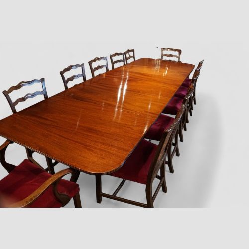 fig 9. Large George V mahogany 3-pillar dining table 368cms long
