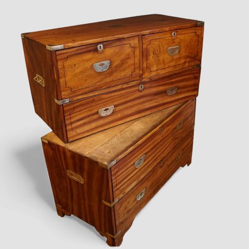 fig 1. Victorian camphor wood two-part military campaign chest