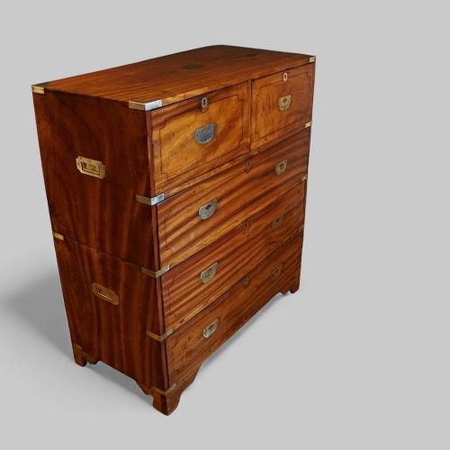 fig 2. Victorian camphor wood two-part military campaign chest