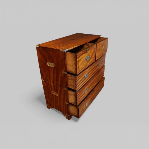 fig 4. Victorian camphor wood two-part military campaign chest