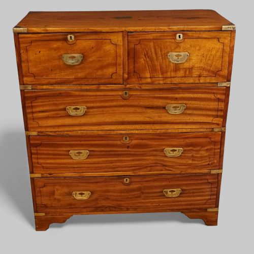 fig 8. Victorian camphor wood two-part military campaign chest