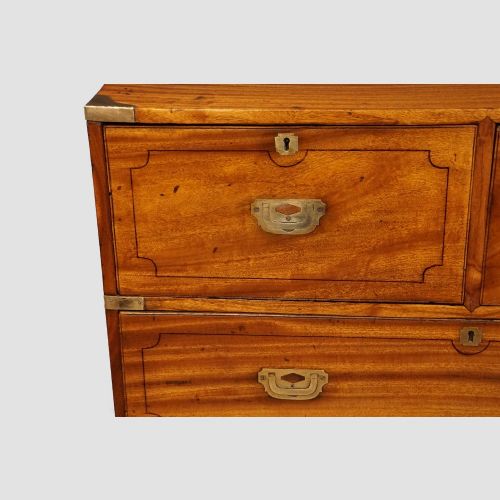 fig 9. Victorian camphor wood two-part military campaign chest