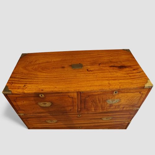 fig 10. Victorian camphor wood two-part military campaign chest