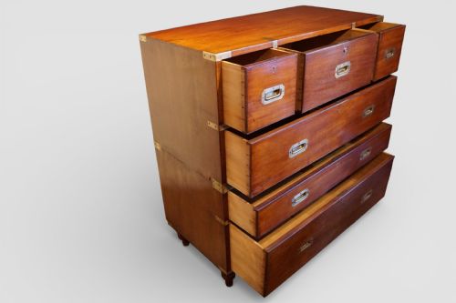 VICTORIAN TEAK BRASS BOUND MILITARY CHEST - ADDITIONAL PHOTO 5