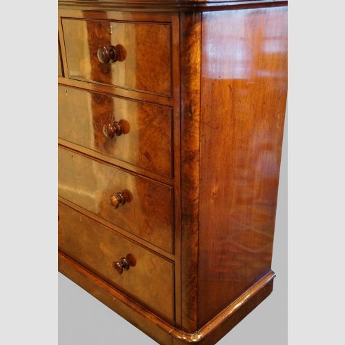 fig 1. Victorian Burr Walnut Chest of Drawers