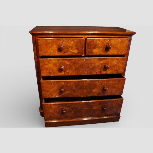 fig 4. Victorian Burr Walnut Chest of Drawers