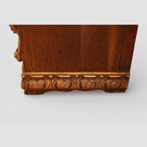 fig 2. Victorian Carved Oak Box Settle with Lion Arm Supports