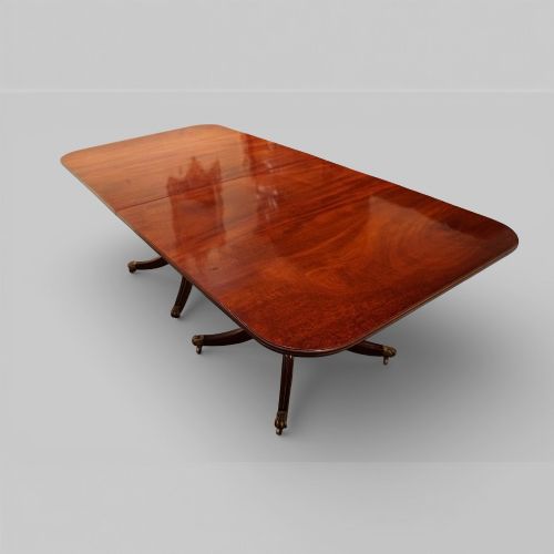 fig 1. Regency Style Mahogany Twin Pillar Dining Table – Early 20th Century Cabinetmaker Made