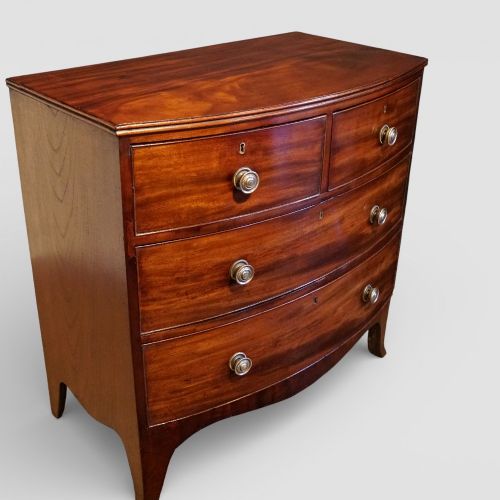 fig 1. Regency mahogany small bow front chest of drawers