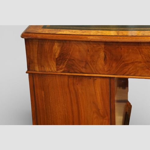 fig 1. Victorian burr walnut pedestal desk