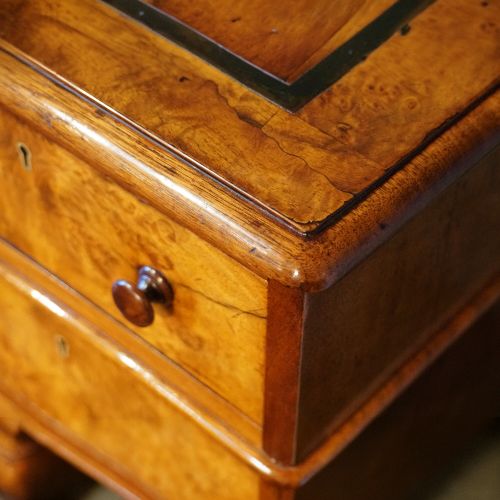 fig 4. Victorian burr walnut pedestal desk